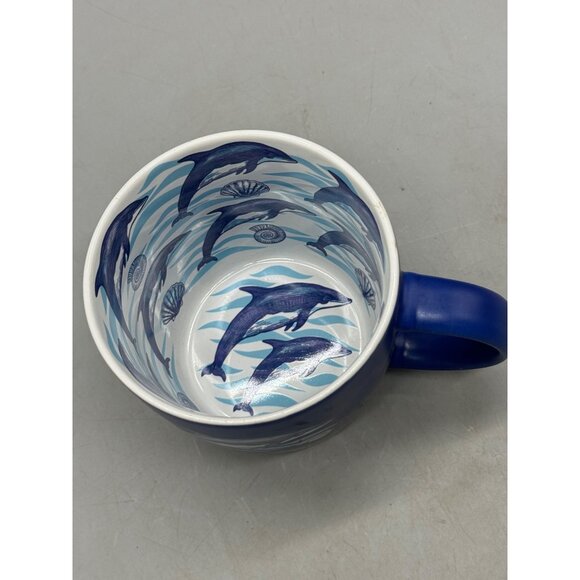 Carolina Beach NC Blue Dolphin-Themed Ceramic Mug souvenir shell 4x5.5" READ - Picture 3 of 7